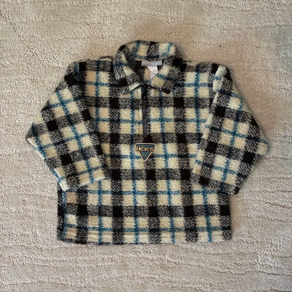 Vintage 90s Granolacore Baby 2T-3T Wool Blend Outerwear Quarter Zip Jacket